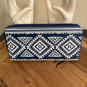 Navy Blue Geometric Clutch